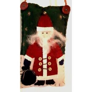 Felt Santa Door/Wall Hanger Handmade Buttons Christmas Cottage  Boho Farmhouse